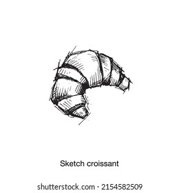Illustration sketch of french national pastry bakery - croissant