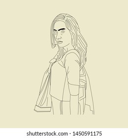 Illustration Sketch Girl Model Vector