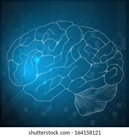 Illustration of a sketch of a human brain