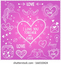 illustration sketch love doodle vector set
