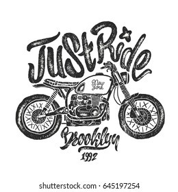 illustration sketch motorcycle Brooklyn t shirt prints.