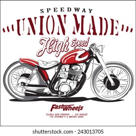 illustration sketch motorcycle with t shirt prints