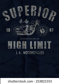illustration sketch motorcycle with t shirt prints