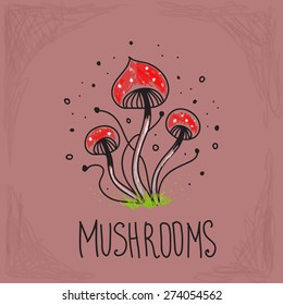 Illustration of sketch mushrooms.