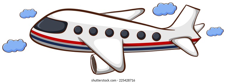 Illustration of a sketch of a plain travelling on a white background 