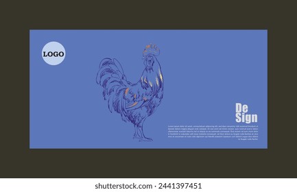 Illustration, sketch, rooster design templet with text dummy. perfect for poster, benner, etc.