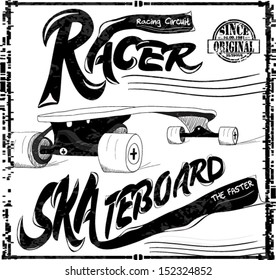 illustration sketch skateboard with type