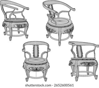 illustration sketch vector design furniture chair wooden classic vintage ethnic traditional