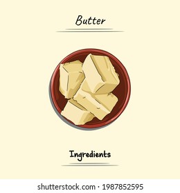 Illustration sketch and vector style of Butter Good to use for restaurant menu, Food recipe book and food ingredients content.