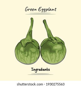 Illustration sketch and vector style of green eggplant. Good to use for restaurant menu, Food recipe book, and food ingredients content.