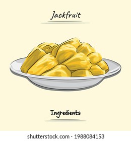 Jackfruits Ilustración Esbozo Dan Vector Style, Comida Tradicional desde Aceh, Buen uso para el menú de restaurante, libro de recetas de comida indonesia y contenido de comida.