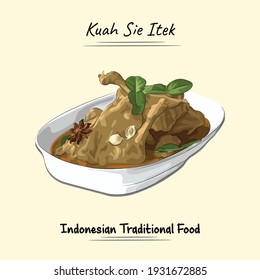 Illustration sketch and vector style of kuah sie itek. Good to use for restaurant menu, Food recipe book, and food ingredients content.