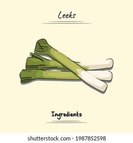 Illustration sketch and vector style of Leeks Good to use for restaurant menu, Food recipe book and food ingredients content.