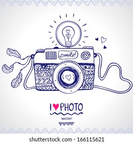 illustration sketch vintage retro photo camera