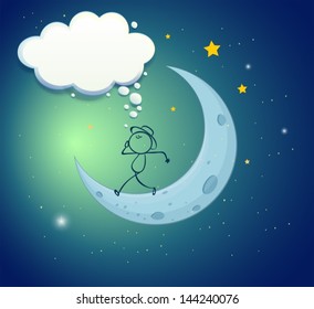 Illustration of a sketch of a walking man on the moon