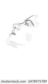 illustration of a sketch of a woman's face from the side on a white background