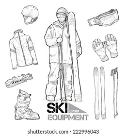  illustration of ski equipment.