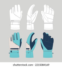 illustration of ski gloves  with zipper