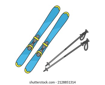 Illustration of ski poles and poles.