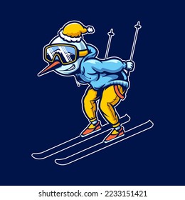 illustration of ski snowman cartoon