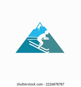 illustration of ski sport, winter sport, vector art.