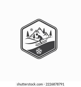 illustration of ski sport, winter sport, vector art.