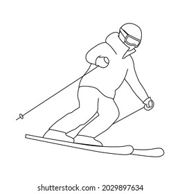 Illustration of skier (white background, vector, cut out)