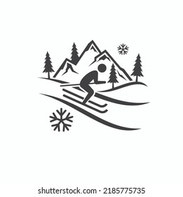 illustration of skiing sport, vector art.