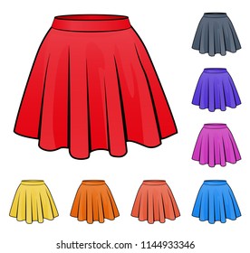 Illustration of skirts set in various colors