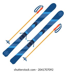 Illustration of skis. Winter sports equipment. Image for advertising.