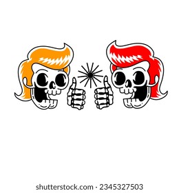 illustration of a skull agreeing to something good