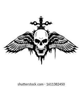 Illustration Skull Angel Wings Tattoo Design Stock Vector (Royalty Free ...