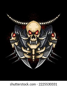 illustration of a skull with an angry look