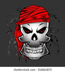 illustration of skull with bandana