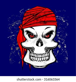 illustration of skull with bandana