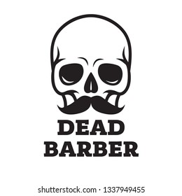 illustration skull with beard and mustache, for barbershop or halloween