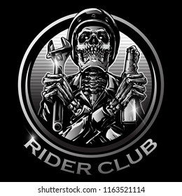 illustration of skull biker logo