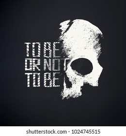 Illustration of the skull in chalk and the inscription "To be or not to be."