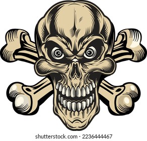 Illustration skull with cross bones
