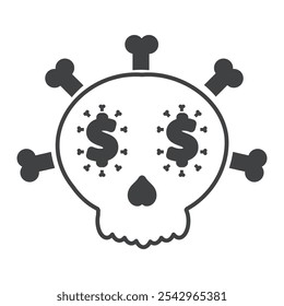 illustration of skull and crossbone isolated on white background