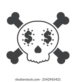 illustration of skull and crossbone isolated on white background