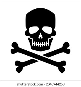 Illustration of skull and crossbones. Design element for logo, label, sign, emblem, poster. Vector illustration