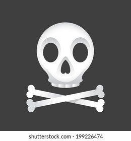 Illustration of a skull and crossbones on a black background. Eps 8 Vector.