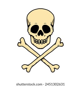 Illustration of skull with crossbones. Vector design element