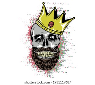 illustration of skull with crown