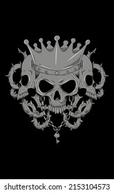 illustration of skull with crown