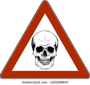 illustration Skull danger Sign in white background. Vector