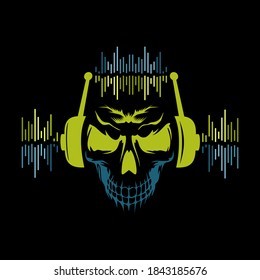 Illustration of skull dj vector t shirt design