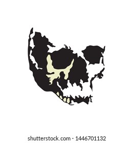 Illustration of Skull, Face Parts. Isolated