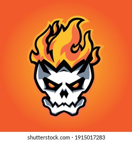 Skull On Fire Flames Vector Illustration Stock Vector (Royalty Free ...